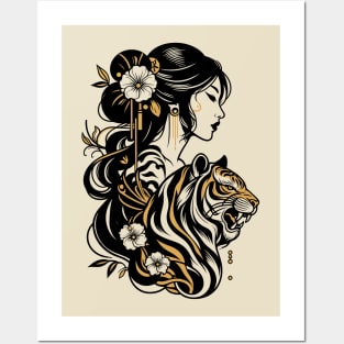 Chinese Tiger Woman Posters and Art